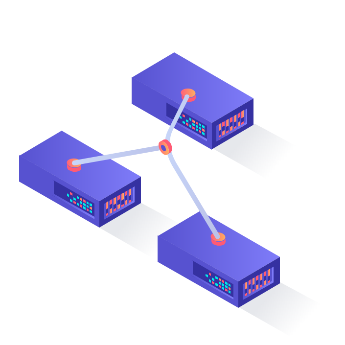 Isometric Network Three Routers
