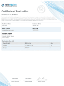 certificate of data destruction